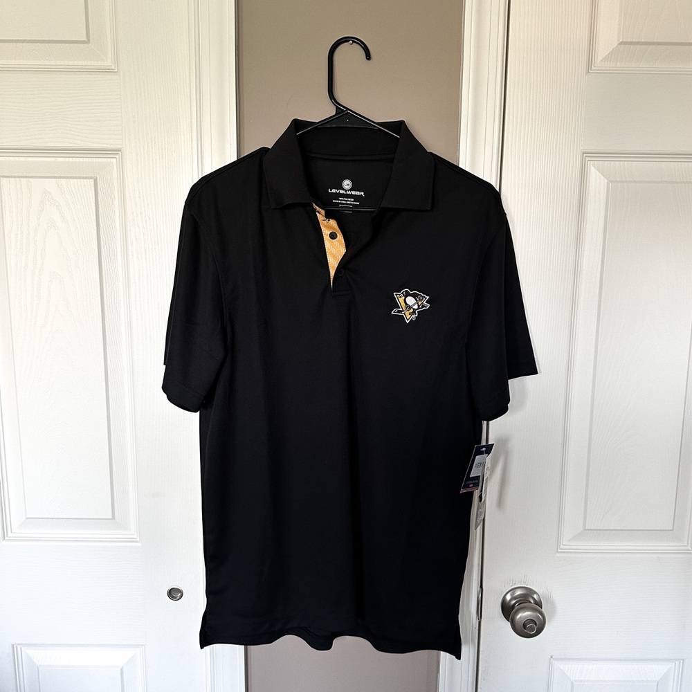 Levelwear Pittsburgh Penguins Black NHL Polo Shirt NWT